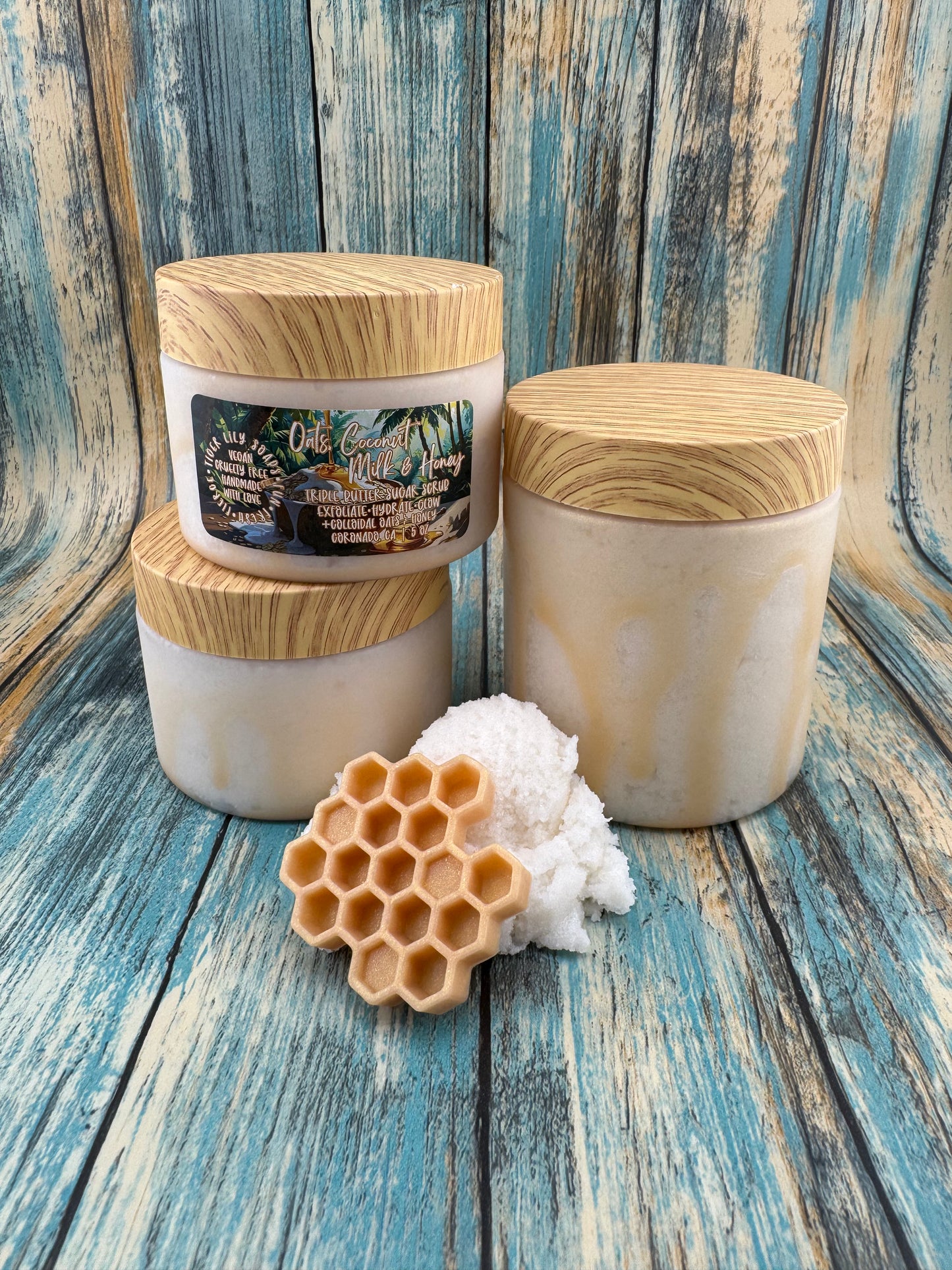 Oats, Coconut Milk, & Honey Sugar Scrub